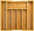 EcoFives Bamboo Silverware Organizer, Expandable Kitchen Drawer Organizer for Cutlery, Wooden Utensil Holder, Multi-Function Drawer Storage, 5-7 Compartments by EcoFives