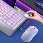 GAMCATZ Wireless Keyboard and Mouse Backlits - Full-Sized Ergonomic Lighted Keyboard with Wrist Rest, Phone Holder,2.4GHz Rechargeable Silent Keyboard Mouse Combo for Computer, Laptop, PC, Mac -White - Image 4