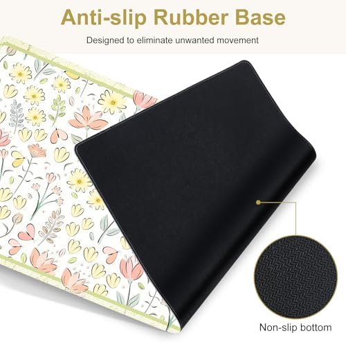 Desk Mat, 4in1 Large Mouse Pad with Wrist Rest, Cute Desk Mat, Anti-Slip XXL Computer Ergonomic Mousepad with Wrist Support for Keyboard and Mouse, Nice Yellow Flowers - Image 7
