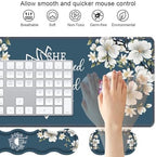 Ergonomic Keyboard Wrist Rest & Mouse Pad Wrist Rest Set, She Believed She Could So She Did Inspirational Quote Large XXL Gaming Desk Mat 31.5"x 11.8" with Non-Slip Base for Home Office Study Gaming - Image 3