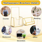 Watersay Gold Glass Brochure Holder and Business Card Rack Set, 4 x 8 '' - Image 6