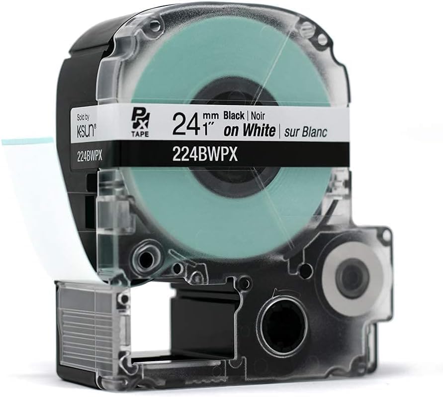 Epson LABELWORKS 224BWPX-5PK Label Tape - Black on White - 1" (24mm), 30ft - Image 5