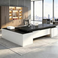 Executive Desk, L Shaped Executive Office Desk with Locking Drawer & File Cabinet, 1'' Thick Desktop, Large Office Desk with Storage, Modern Executive Computer Workstation for Home Office & Business by Unknown