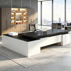 Executive Desk, L Shaped Executive Office Desk with Locking Drawer & File Cabinet, 1'' Thick Desktop, Large Office Desk with Storage, Modern Executive Computer Workstation for Home Office & Business by Unknown