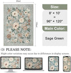 DUKINO 8x10 Area Rugs, Floral Washable Living Room Rug Non Slip, Sage Green - Image 2