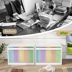 Bamboo Hanging File Organizer, Desktop File Box with Lids, 2 Pack, White - Image 3