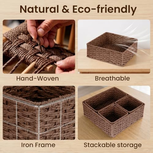 efluky 4 PCS Hand-Woven Drawer Organizer Baskets - Image 3