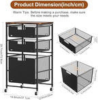 EasyPAG Rolling Storage Cart with 3 Drawers, Under Desk File Cabinet on Lockable Wheels, Movable Letter Size Hanging File Folder Organizer with Wooden Printer Stand for Home Office, Black - Image 5