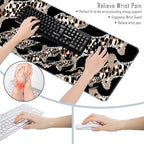 TGFEWYTJYJ Extended Gaming Mouse Pad,Memory Foam Ergonomic Keyboard Mouse Wrist Rest Support Set,Large Desk Mat with Stitched Edges,Non-Slip Base Mousepad Home Office,Leopard Print Pattern - Image 6