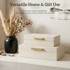 Decorative Storage Boxes with Lids, Set of 2 PU Leather Organizer Boxes - Image 6