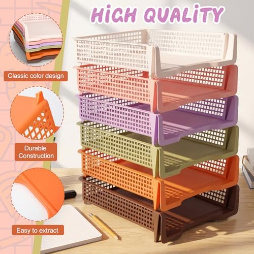 Tenceur 6 Pcs Turn in Trays Classroom, Classroom Baskets,Terrazzo Colors - Image 3