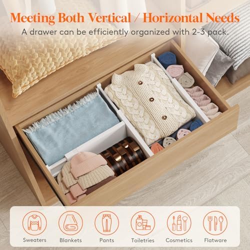 Lifewit 5" Tall Upgrade Drawer Dividers, Adjustable Deep Drawer Organizer - Image 4