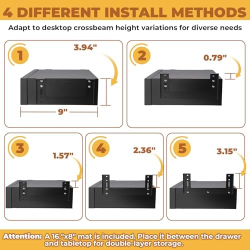 POPMOON 16.6 inch Under Desk Drawer, Adjustable Pull Out Storage Organizer - Image 5