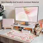 Watercolor Lily Office Desk Mat 31.5" x 15.7" Desktop Mat PU Leather Large Mouse Pad White Mousepad Non-Slip Table Mat for Girls, Women, Home, Work, Computer, and Gaming - Image 5