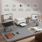 Large Desk Pad Non-Slip Desk Mat Protector for Keyboard Mouse Waterproof Vegan Leather Surface Faux Leather Laptop Mat Smooth Mouse Pad Premium Gift Tube Mist Gray 47" x 23" - Image 5