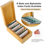 MaxGear Bamboo Business Card Organizer for 3" x 5" Cards - Image 2