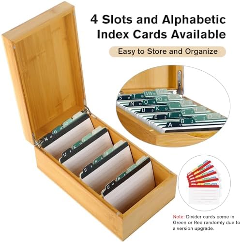MaxGear Bamboo Business Card Organizer for 3" x 5" Cards - Image 2