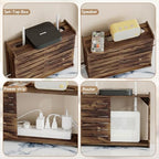 Wooden WiFi Router Storage Box Hider Shelf, Decorative Projector Box Hider Rack Countertop, for Cable, Modem, Internet, Router Power Cover Storage Organizer Cabinet Wall Mounted, Brown - Image 4