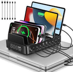 500W Charging Station for Multiple Devices, 10-Port USB C Fast Charger Stations,Dual USB-C 120W and 8 Ports Fast Charging Multi-Device Organizer Charging Dock Hub for Laptop Phone Tablet by XDCDHM