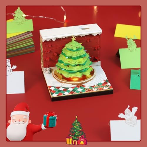 3D Calendar 2027,Time Piece Calendar 2027,Christmas tree 3D Art Notepad Calendars,3D Memo Pad,Tear Away Calendars,Christmas Gift,New Year Gift (Green Christmas tree) - Image 2