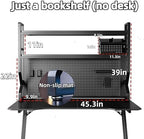 Desktop Hutch Bookshelf,Many Gifts,Metal Desktop Bookcase with pegboard, Desk Shelf, Countertop Storage Organizer Rack for Dorm or Office,Desktop Shelves (Black, 45.3" Lx9.9 Wx39 H) - Image 2