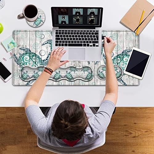 Gaming Mouse Pad and Keyboard Wrist Rest, Large Extended Mouse Pad 31.5X 11.8,Ergonomic Memory Foam Wrist Rest Support+Desk Mat Protector,for Office/Home Writing Pad,Cute Sea Turtle White Mousepad - Image 6