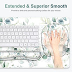 Large Mouse Pad with Wrist Support 4in1 Set, XXL Big Game Mousepad +Keyboard Wrist Rest+Mouse Wrist Rest+Coaster with Ergonomic Design Gaming Mat for Home Office Computer I Eucalyptus Branches - Image 3