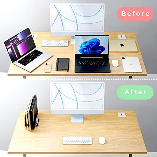 Adjustable Laptop Stand, 5 Slots, Aluminum Space-Saving, for Apple MacBook/Surface/Galaxy/Tablet/iPad/iPhone, Silver - Image 4