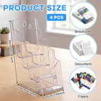 4 Pcs 4 Tier Acrylic Brochure Display, 4 Inch Wide, Wall or Desk - Image 2