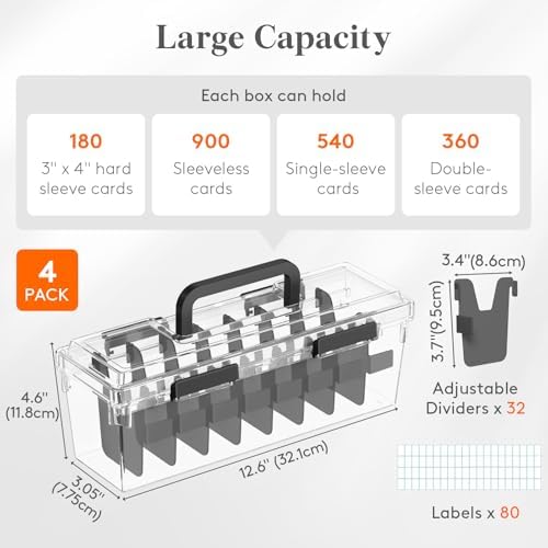Lifewit Trading Card Storage Box with Handle, Fit for Toploader, 4 Pcs - Image 3