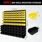 90Pcs Plastic Wall Mounted Storage Bins Parts Rack Nuts And Bolt Bins Organizer For Shop Garage for Screws, Nuts, Bolts, Nails, Beads, and Small Hardware Parts(YELLOW+BLACK, 90) - Image 2