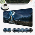 Desk Mat, Mouse Pad with Wrist Rest, 4-in-1 Large Mouse Pads for Desk, Ergonomic Mouse Pad and Keyboard Wrist Rest Gaming Keyboard Mat for Office,Wolf Moon by EFGWSDER