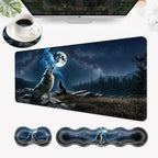 Desk Mat, Mouse Pad with Wrist Rest, 4-in-1 Large Mouse Pads for Desk, Ergonomic Mouse Pad and Keyboard Wrist Rest Gaming Keyboard Mat for Office,Wolf Moon by EFGWSDER