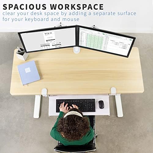 VIVO Large Clamp-on Computer Keyboard and Mouse Under Desk Slider Tray, 27 x 11 inch Pull Out Platform Drawer, White, MOUNT-KB05W - Image 2
