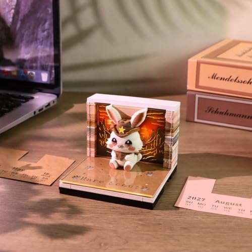 2027 3D Paper Carving Desk Calendar With LED Light (Rabbit Warrior) - Image 2