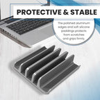 Multiple Laptop Holder Vertical – Adjustable Laptop Vertical Stand Holds 5 Devices, Fits All MacBooks Laptops Tablets and Mobiles (up to 17.3”). Closed Upright Vertical Laptop Stand for Desk - Image 6