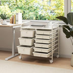 LDAILY 9 Drawer Rolling Storage Cart, Rolling Cart with Drawers for Classroom, Art Supply Craft Organizer on Wheel with Metal Frame & Handles for Home Office School - Image 2