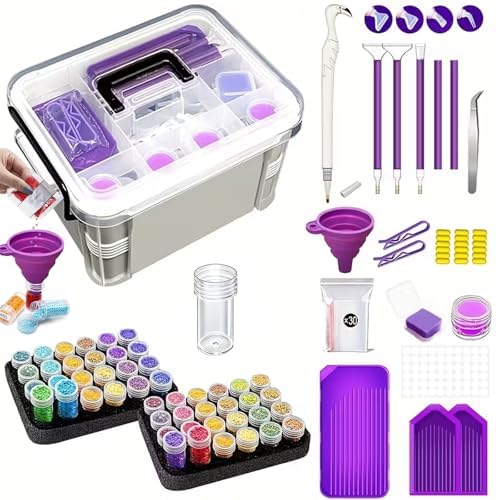 CXJINZE Diamond Painting Tools Accessories Storage Kit, Purple by CXJINZEArtsCrafts