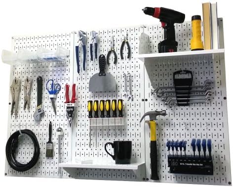Wall Control Pegboard Organizer 4 ft. Metal Pegboard Standard Tool Storage Kit & Pegboard Shelf 6in Deep Pegboard Shelf Assembly for Pegboard and Slotted Tool Board – White - Image 2