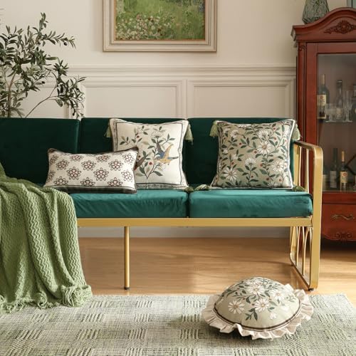 ISAENNE Vintage Linen Rectangle Throw Pillow Cover,Set of 2,20"x12"-Brune D - Image 3