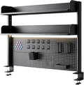 Clamp On Desk Pegboard Shelf - Metal Desktop Organizer Hutch with 2 Shelves by CHSSIH