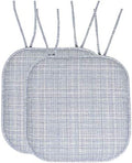 Sweet Home Collection Chair Cushion Memory Foam Pads with Ties Honeycomb Pattern Slip Non Skid Rubber Back Rounded Square 16" x 16" Seat Cover, 2 Pack, Aria Silver/Blue 6 pack by SweetHomeCollection