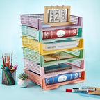 gisgfim 6 Pcs Turn in Trays Classroom Pastel Paper Tray for Classroom Organization and Storage Stackable Plastic Book Baskets Turn in Bins Teacher Organizers for Library Drawers School Office Desk - Image 4