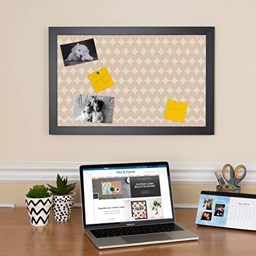 PinPix 20x12 inch Cork Bulletin Board. This Decorative Framed Pin Board Comes with Diamond Pattern in Light Pink and Cream Design and Satin Black. Ideal for Home, Office Decor or School (PinPix-294) - Image 3