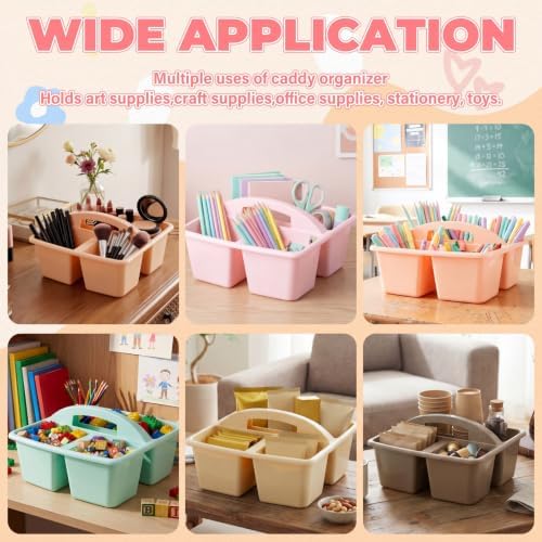 Kathfly 18 Pack Classroom Caddy Organizer with Handle Bulk, Morandi Color - Image 3