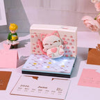 3D Calendar 2027, Desk Time Piece Calendar 2027,Tear-Away 3D Paper Art Notepad w LED Lights,Creative 3D Memo Artsy Pad Calendars, DIY Paper Carving Gift (Jumping Cat) - Image 4