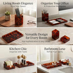 4 Pcs Aesthetic Desk Organizer Set Desk Tray, Pen Holder, Paperclip Storage and Sticky Note Holder Tortoiseshell Office Desktop Decor Accessories for Women or Men - Image 5