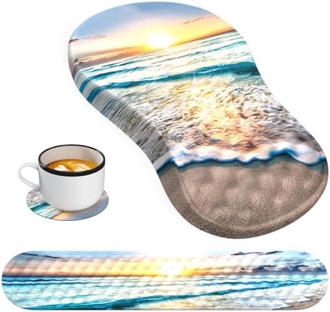 HAOCOO Ergonomic Mouse Pad & Keyboard Wrist Rest Set, Beach by HAOCOO