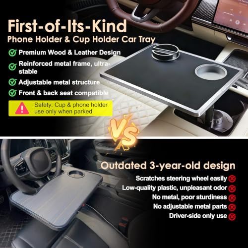 Car Desk for Laptop 360° Rotating Tesla Tray with Cup Holder Phone Stand - Image 2