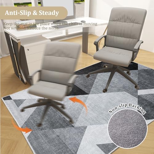Office Chair Mat for Hardwood Floor, 48"x36" Easy Glide Computer Desk Mat Protector for Rolling Chair Under Desk Rug Nonslip Backing, Machine Wash (Modern) - Image 5